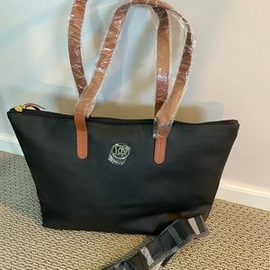 NWT Black Joy Mangano pebble leather tote